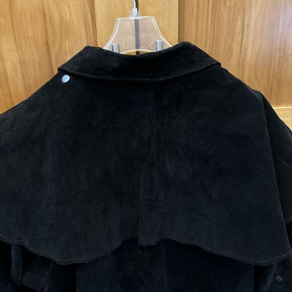Adventure Bound Originals Duster Outback Trench Coat XL Black Suede Snaps Lined - Picture 9 of 16